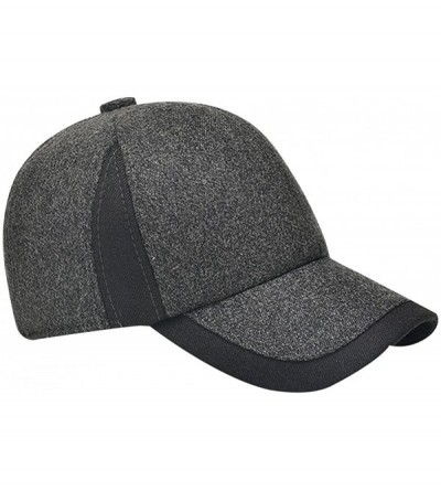 Skullies & Beanies Men Winter Thicken Wool Fleece Lined Snowboarding Baseball Cap Hat with Earflaps - Gray - C012N1IRQR9 $7.94