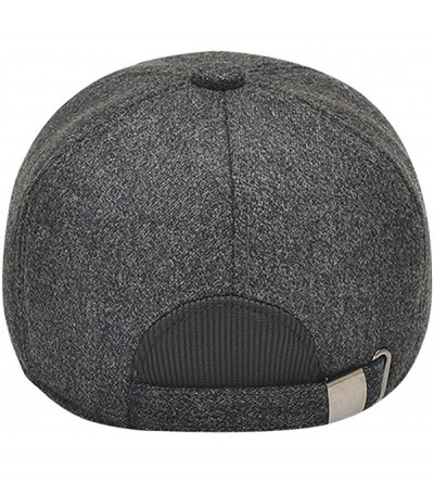 Skullies & Beanies Men Winter Thicken Wool Fleece Lined Snowboarding Baseball Cap Hat with Earflaps - Gray - C012N1IRQR9 $7.94