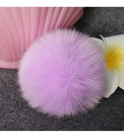Skullies & Beanies Fashion DIY Faux Fox Fur Fluffy Pompom Ball for Knitting Hat Hats (Purple) - Purple - CV189IUWD3T $8.78