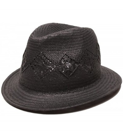 Sun Hats Women's Cady Panama Sun Hat with Straw Brim- Rated UPF 50+ for Max Sun Protection - Black - CI128ZTAHDD $29.37