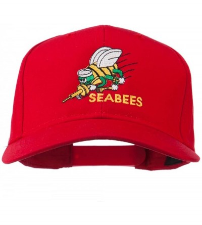 Baseball Caps Navy Seabees Symbol Embroidered Cap - Red - C311QLM4SJ7 $28.14