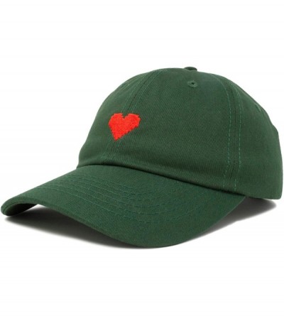 Baseball Caps Pixel Heart Hat Womens Dad Hats Cotton Caps Embroidered Valentines - Dark Green - CD18LGTQ753 $25.13