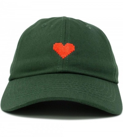 Baseball Caps Pixel Heart Hat Womens Dad Hats Cotton Caps Embroidered Valentines - Dark Green - CD18LGTQ753 $11.82