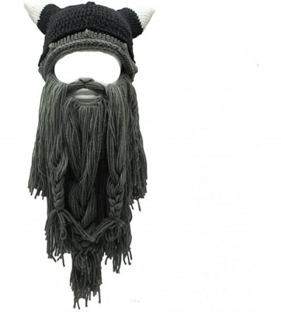 Skullies & Beanies Wig Beard Hats Handmade Knit Warm Winter Caps Ski Funny Mask Beanie for Men Women - Cnj-gray - CE189KU370Q...