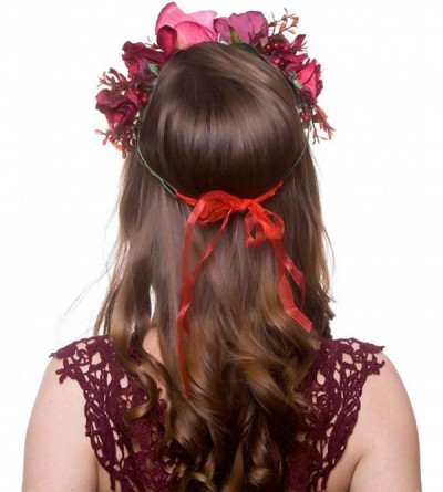 Headbands Christmas Girls Flower Crown Red Berry Pine Cone Crown Wedding Bridal Women Flower Headband - Red-2 - CH18L0K25O9 $...