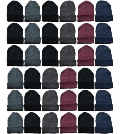 Skullies & Beanies Winter Beanies- Wholesale Bulk Cold Weather Thermal Warm Stretch Skull Cap- Mens Womens Unisex Hat - CR18T...