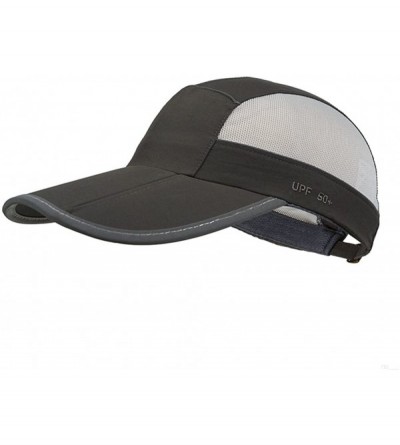 Sun Hats Unstructured UV Baseball Cap with Reflective Tape 22-24.4in - Dark Grey - CH182GGCCXW $10.35