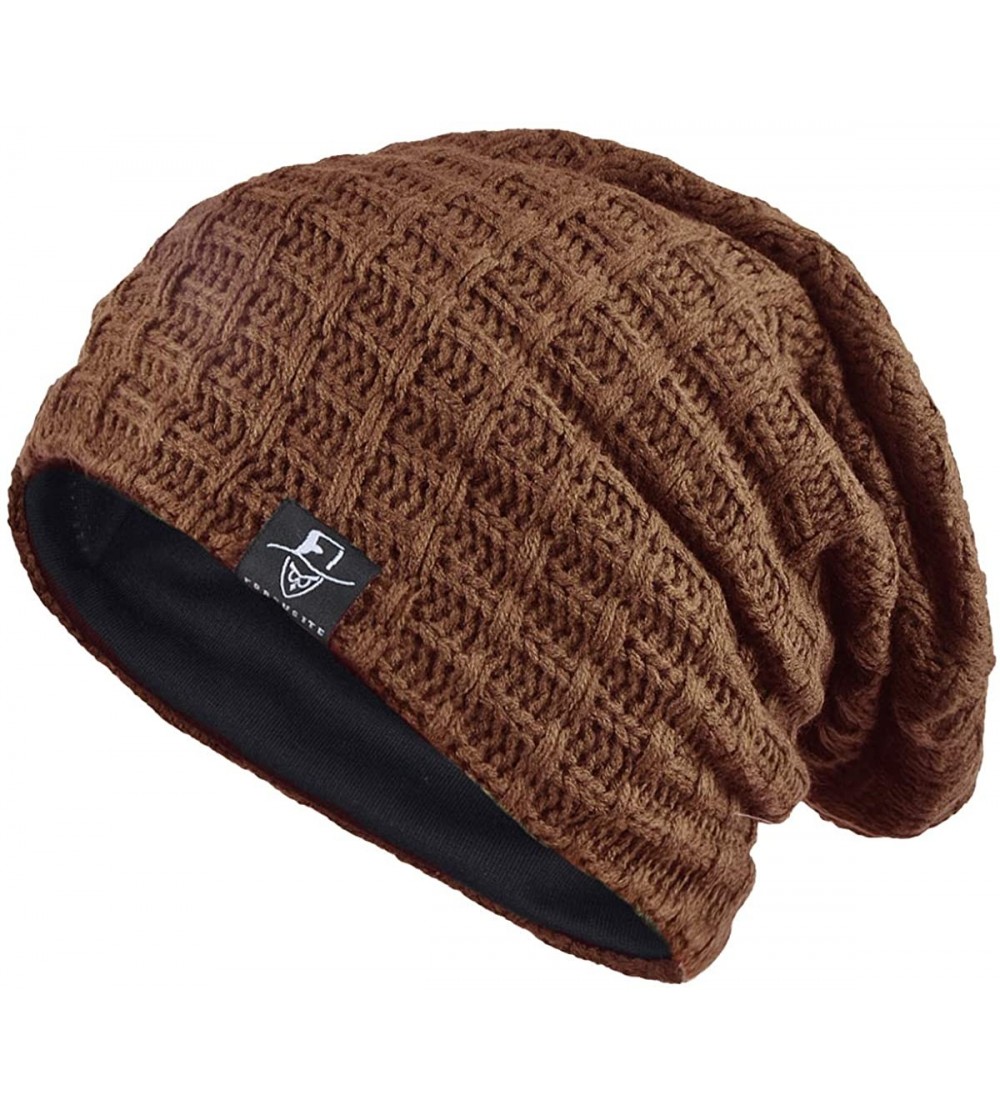 Skullies & Beanies Slouch Beanie Hats for Men Winter Summer Oversized Baggy Skull Cap - B101-brownish - C9129NYN5WZ $15.66