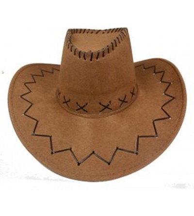 Cowboy Hats Mens Womens Cowboy Cowgirl Hat Whipstitched Felt Chin Strap - Medium Brown - CB18E8KZ09E $15.85