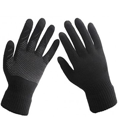Skullies & Beanies Winter Gloves Women Touch Screen Warm Ski Snow Knit Gloves Outdoor Mittens - _Gloves+hat(black) - CE189OS2...