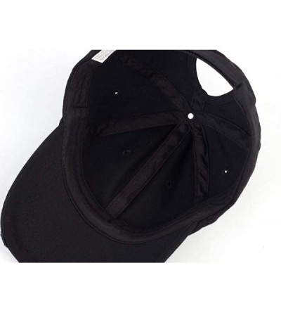 Baseball Caps Distressed Ponytail Hat Baseball Women Cotton Retro Cap - Black - C018SN54UQQ $9.47