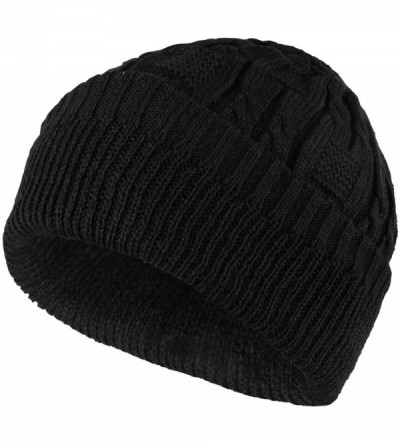 Skullies & Beanies Unisex Trendy Beanie Warm Oversized Chunky Cable Knit Slouchy Woolen Hat - Black - CL12MABY09N $11.12
