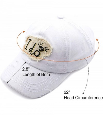 Baseball Caps Exclusives Hatsandscarf Washed Distressed Cotton Denim Ponytail Hat Adjustable Baseball Cap (BT-761) - White-i ...