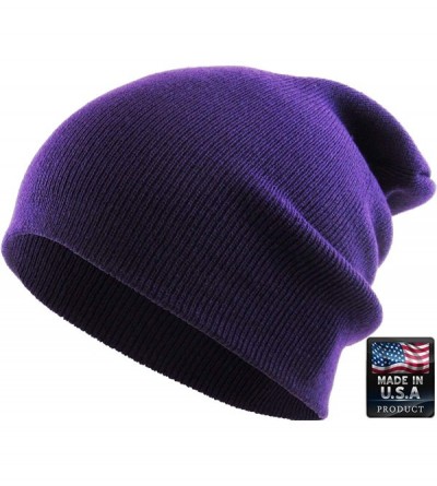 Skullies & Beanies Thick and Warm Mens Daily Cuffed Beanie OR Slouchy Made in USA for USA Knit HAT Cap Womens Kids - CM124LSL...