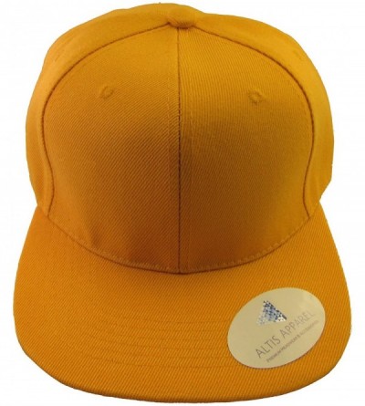 Baseball Caps Premium Plain Solid Flat Bill Snapback Hat - Adult Sized Baseball Cap - Gold - CF11KV7QYXL $11.01