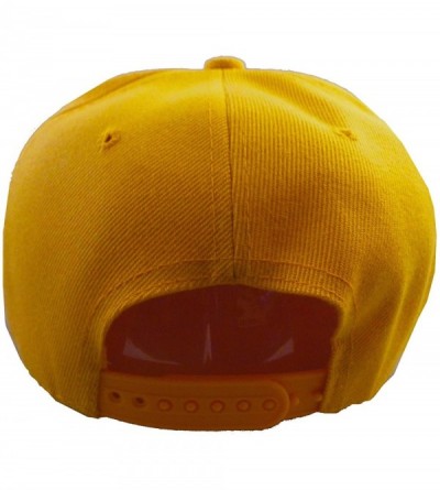 Baseball Caps Premium Plain Solid Flat Bill Snapback Hat - Adult Sized Baseball Cap - Gold - CF11KV7QYXL $11.01