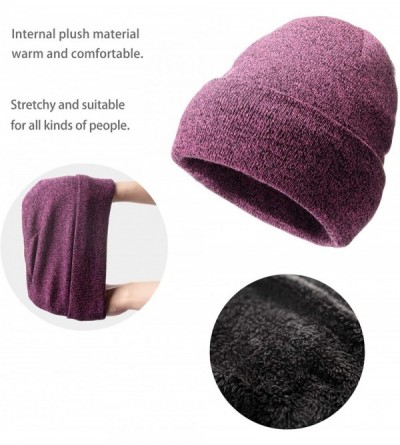Skullies & Beanies Set of 3 Solid Color Knit Skull Cap Loop Scarf Touch Screen Gloves - Plum Red - CP18YUET4MG $9.65