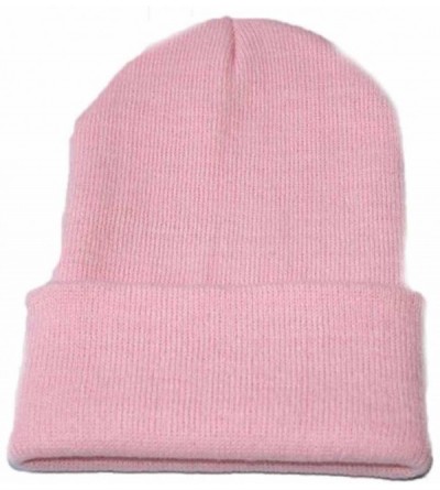 Newsboy Caps Unisex Solid Slouchy Knitting Beanie Warm Cap Ski Hat - Pink - CW18EM2GNNU $15.92