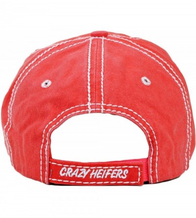 Baseball Caps Vintage Ball Caps for Women Mama Bear Dog Mom Washed Cap - Crazy Heifers- Coral - CU18ZYGCNA2 $13.37