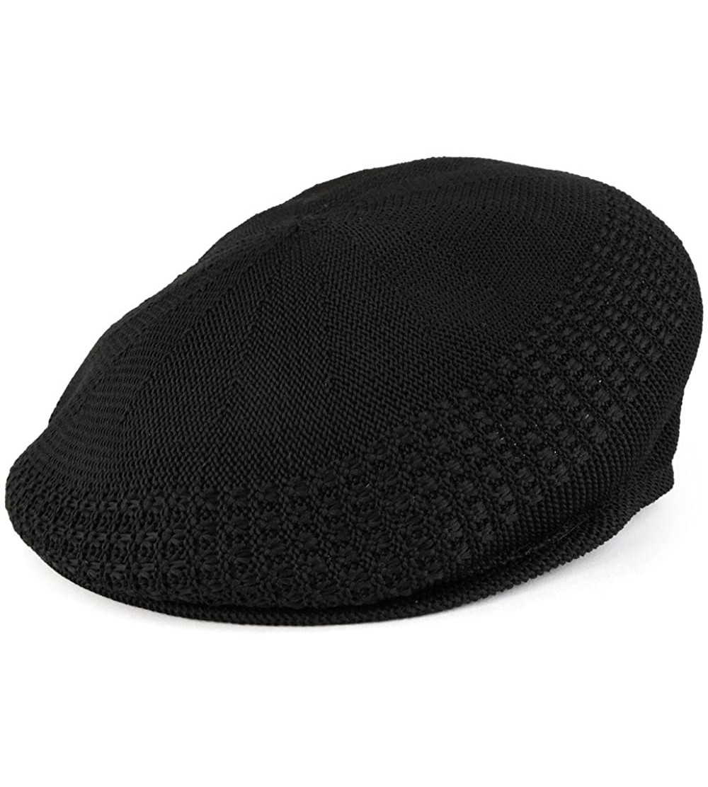 Newsboy Caps Plain Classic Ivy Mesh Fitted Cap - Black - CR1886HCD6K $14.92
