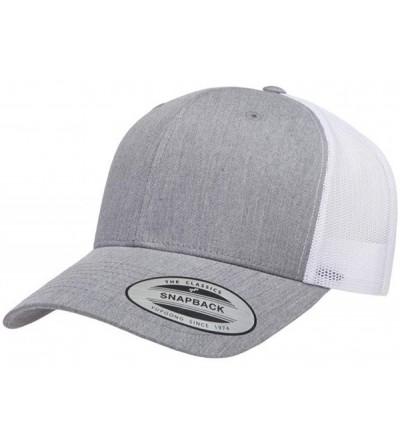 Baseball Caps Yupoong 6606 Curved Bill Trucker Mesh Snapback Hat with NoSweat Hat Liner - Heather/White - C018O92KLXG $16.50