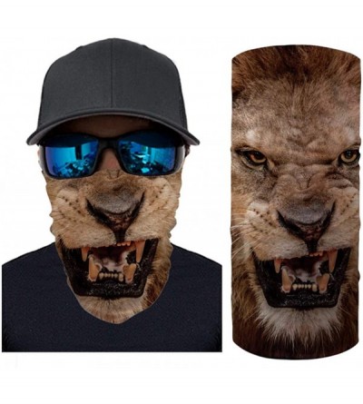 Balaclavas Cool 3D Animal Print Bandana for Men Women Neck Gaiter Scarf Dust Wind Balaclava Headband - Lion - CR197Y7ZE0X $23.61