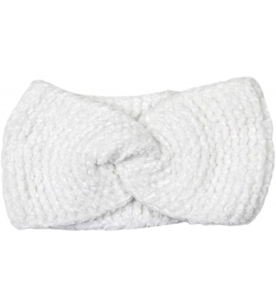 Cold Weather Headbands Women's Winter Knitted Headband Ear Warmer Head Wrap (Flower/Twisted/Checkered) - Twisted-white - CF18...