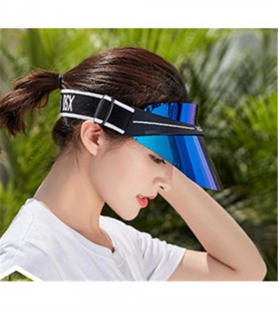 Sun Hats Plastic Sun Visor UV Hat Protection Cap Hologram Wide Brim Outdoor Sports Headband Cap - Green - C118U0EKY64 $14.60
