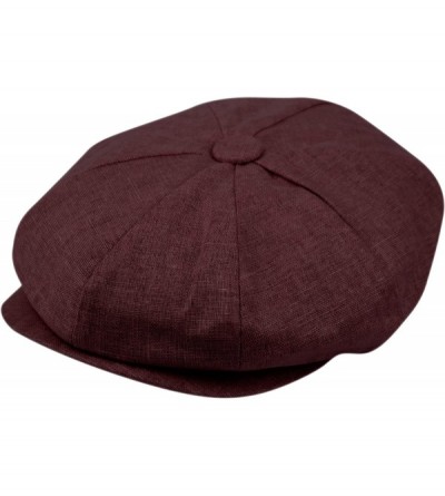 Newsboy Caps Men's Newsboy Linen Applejack Gatsby Collection Ivy Hats - Burgundy - CG18GW2OKM5 $39.92