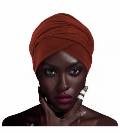 Headbands African Head Wraps Turban For Women Women' Soft Stretch Headband Long Head Wrap Scarf (2Black+red) - 2Black+red - C...