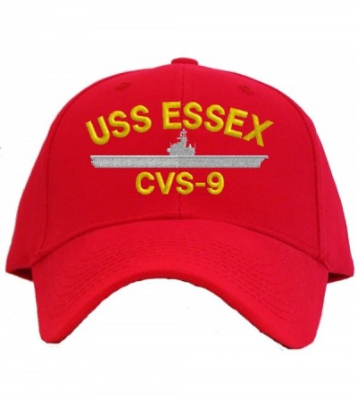 Baseball Caps USS Essex CVS-9 Embroidered Pro Sport Baseball Cap - Red - C11824OG0S6 $20.48