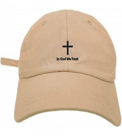 Baseball Caps Cross in God We Trust Logo Style Dad Hat Washed Cotton Polo Baseball Cap - Khaki - CY1889RCN99 $22.95