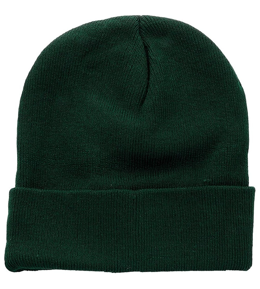 Skullies & Beanies Men Women Knitted Beanie Hat Ski Cap Plain Solid Color Warm Great for Winter - 1pc Hunter Green - CJ186NQI...