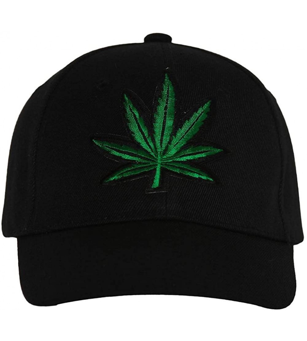 Baseball Caps Marijuana Leaf Hat Cap - Black - C012NYZDZK6 $13.80