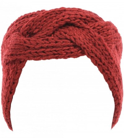 Headbands Women's Solid Cable Knitted Headband Headwrap Comfortable - Red - CF193WYS3A2 $12.99