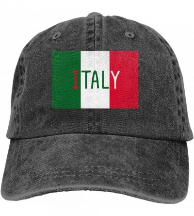 Baseball Caps 2 Pack Vintage Baseball Cap- Unisex Italian Flag and Word Italy Adjustable Baseball Hats Dad Hat - Black - C418...