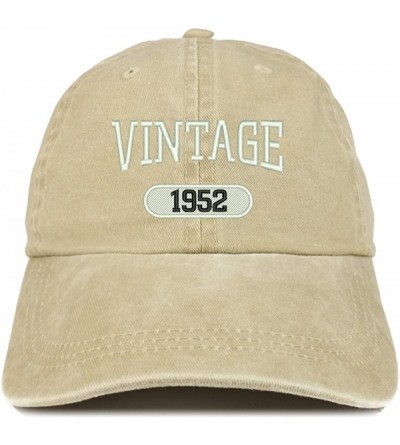 Baseball Caps Vintage 1952 Embroidered 68th Birthday Soft Crown Washed Cotton Cap - Khaki - CG180WW4G0Y $33.09