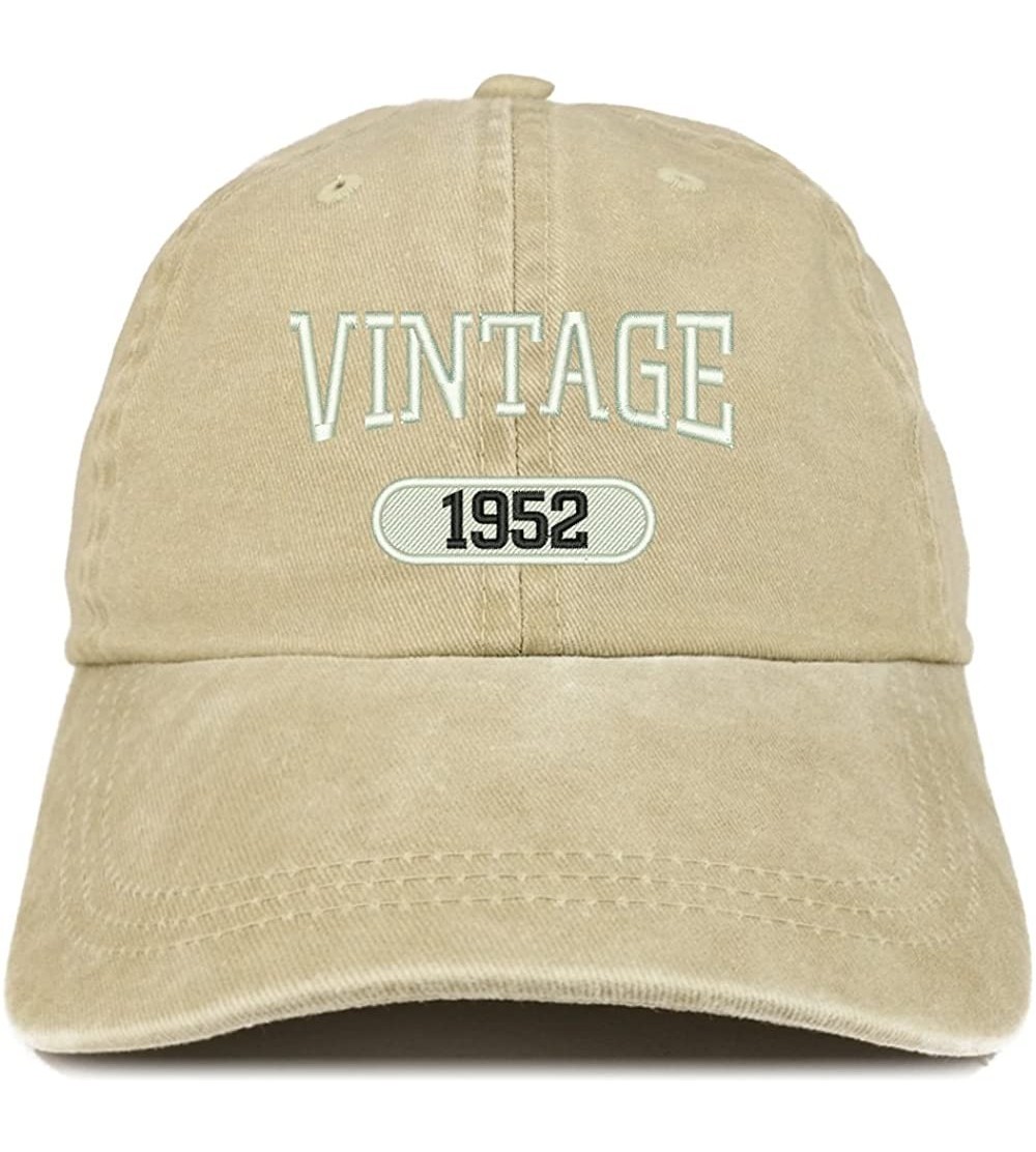 Baseball Caps Vintage 1952 Embroidered 68th Birthday Soft Crown Washed Cotton Cap - Khaki - CG180WW4G0Y $17.88