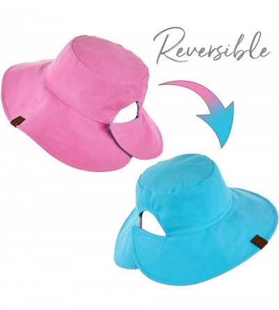 Sun Hats Hatsandscarf Exclusives Ponytail Reversible Printed Bucket Sun Hat UV Protection Packable Beach Hat (ST-2224) - CP18...