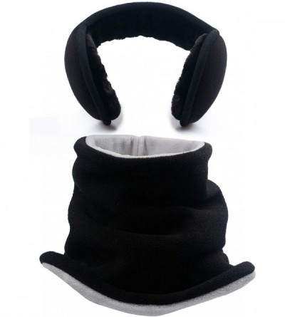 Balaclavas Unisex Foldable Ear Warmers Polar Fleece/kints Winter EarMuffs - Wj-black1 - CW18YYRM43H $21.18