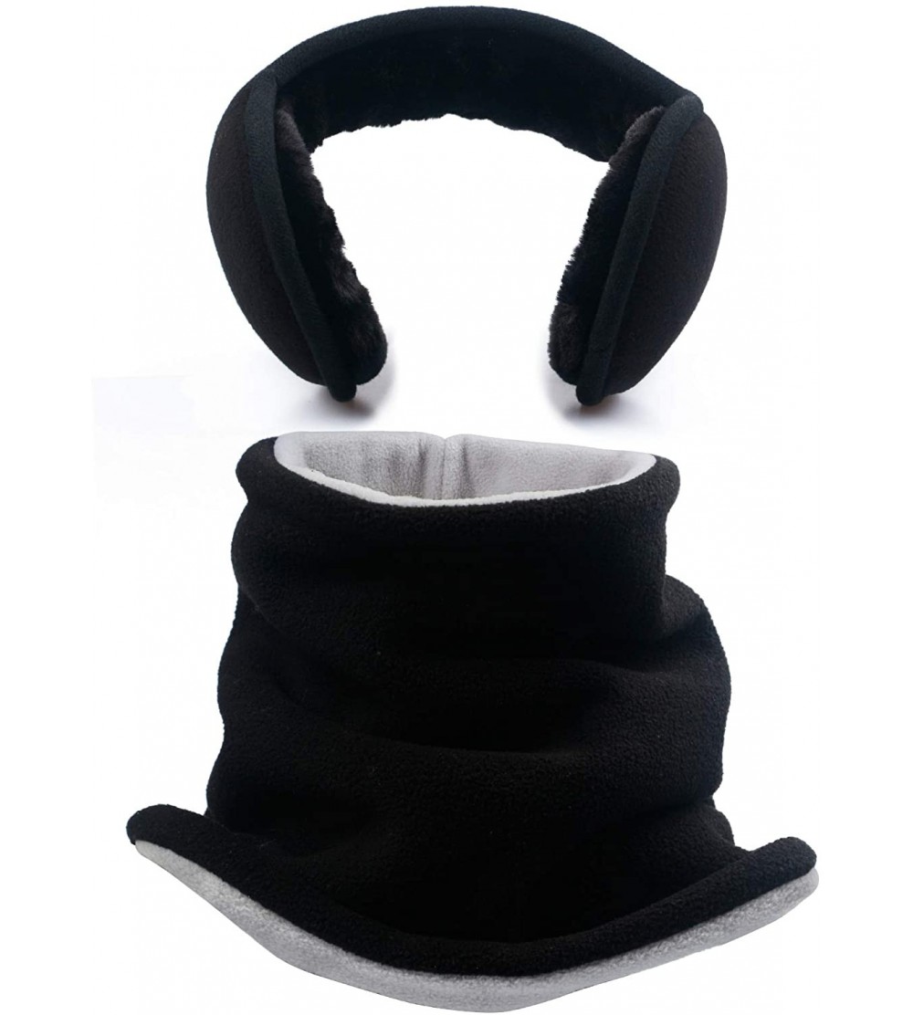Balaclavas Unisex Foldable Ear Warmers Polar Fleece/kints Winter EarMuffs - Wj-black1 - CW18YYRM43H $21.18