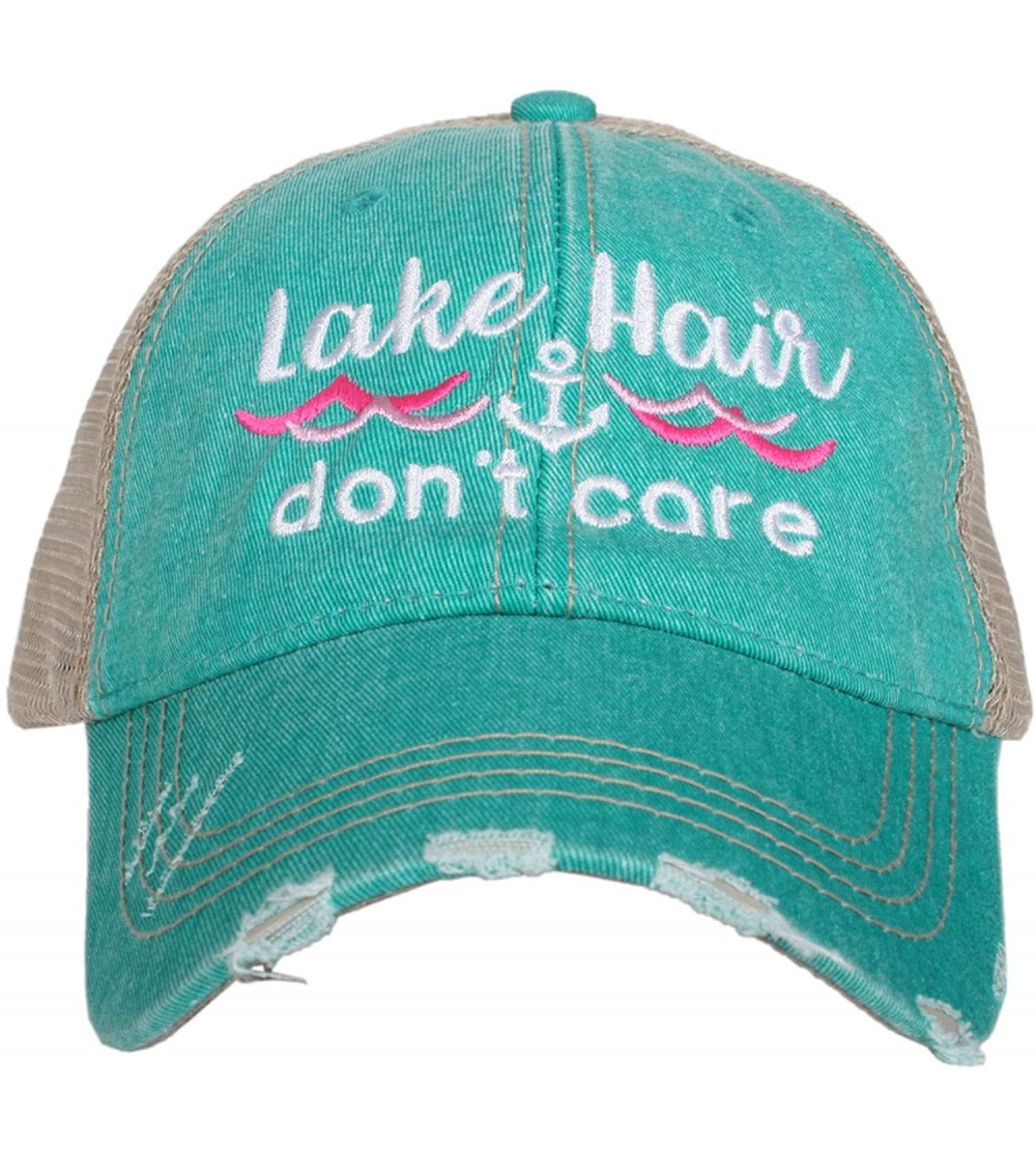 Baseball Caps Lake Hair Don't Care Waves Women's Baseball Hats Caps - Teal/Pink Waves - C518YQ7MY4W $19.28