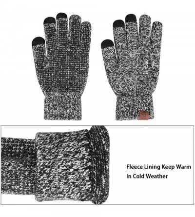 Skullies & Beanies Men's Winter Beanie Hat & Button Scarf & Touchscreen Gloves 3 Pieces Warm Knitted Set for Men - Light Gray...