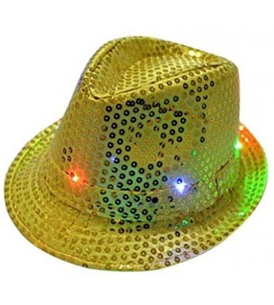 Fedoras LED Light Up Flashing Fedora Hat (Gold) - Gold - CL18AAKSIR2 $8.81