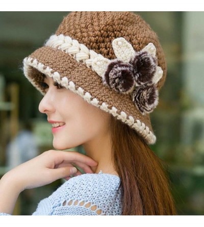 Headbands Malbaba Women Winter Warm Floral Cap Knitted Hat Beret Baggy Beanie Hat Casual Retro Beret Slouch Ski Cap - Khaki -...