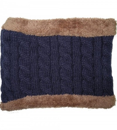 Skullies & Beanies Mens Slouchy Beanie Knit Winter hat Neck Warmer Scarf Set - Navy - CP185QE0LH2 $14.57