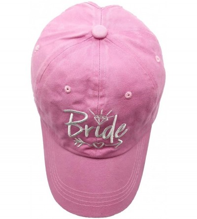 Baseball Caps Bride Ponytail Hat Embroidered Messy High Bun Cap for Bridal Shower Party - Bride - Pink - CO18WY3ENXS $11.44