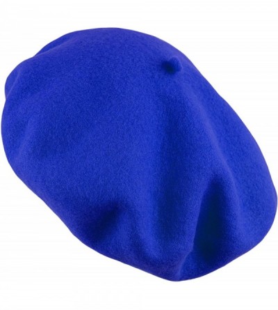Berets Women's Wool French Beret Cozy Stretchable Beanie Unisex Artist Cap One Size - Royal Blue - CQ18ATK4TZW $17.72