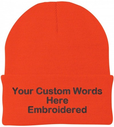 Skullies & Beanies Customize Your Beanie Personalized with Your Own Text Embroidered - Neon Orange - CA18IRSTEMZ $20.68