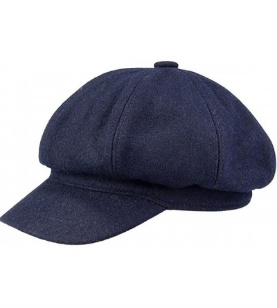 Newsboy Caps Women Girl Newsboy Peaked Beret Hat Warm Cloche Flat Caps - Classic Navy - CV12MX2ZISP $10.04